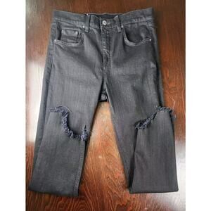 Rag & Bone Jeans Womens 28 Black Hampton Capri Chewed Hem‎ Stretch High Rise